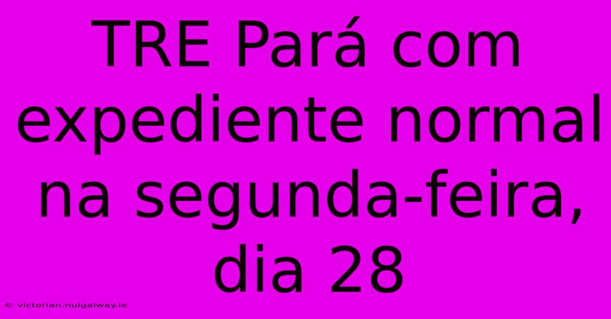 TRE Pará Com Expediente Normal Na Segunda-feira, Dia 28