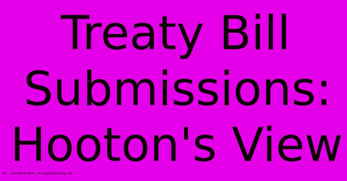 Treaty Bill Submissions: Hooton's View