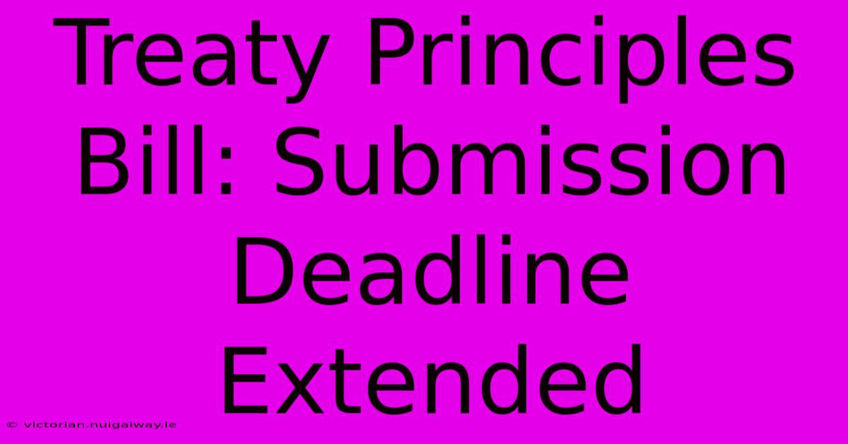 Treaty Principles Bill: Submission Deadline Extended