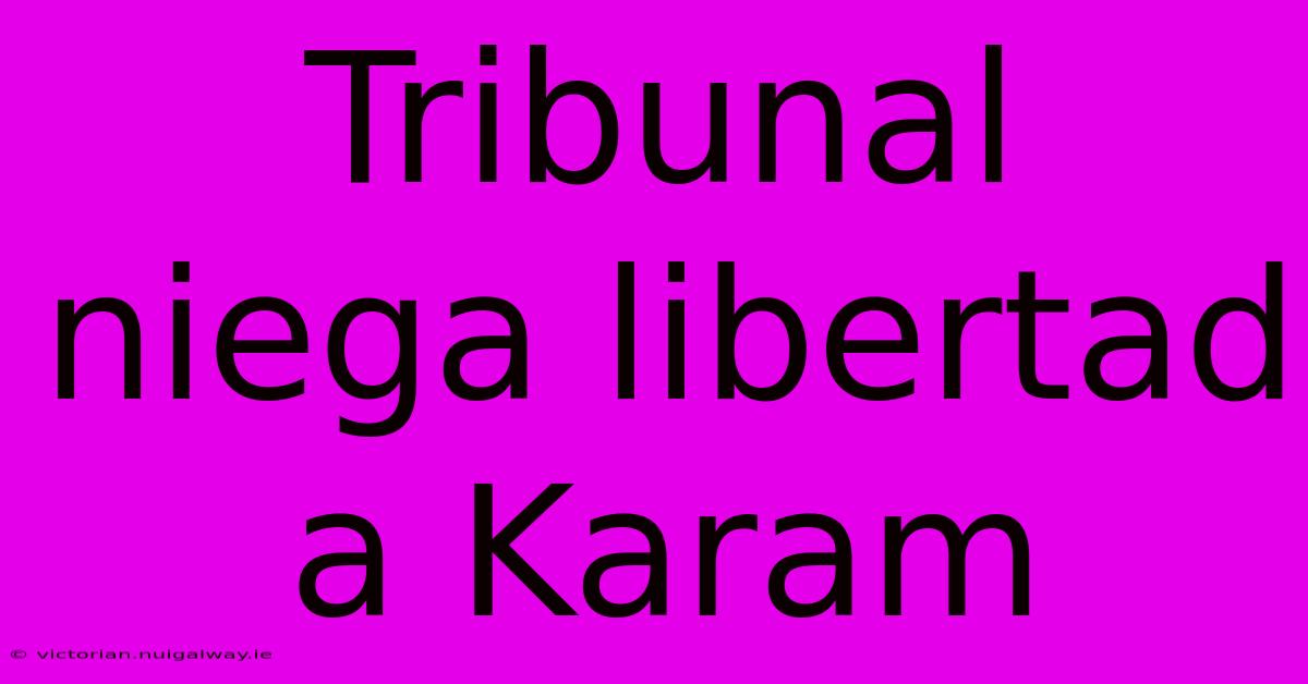 Tribunal Niega Libertad A Karam