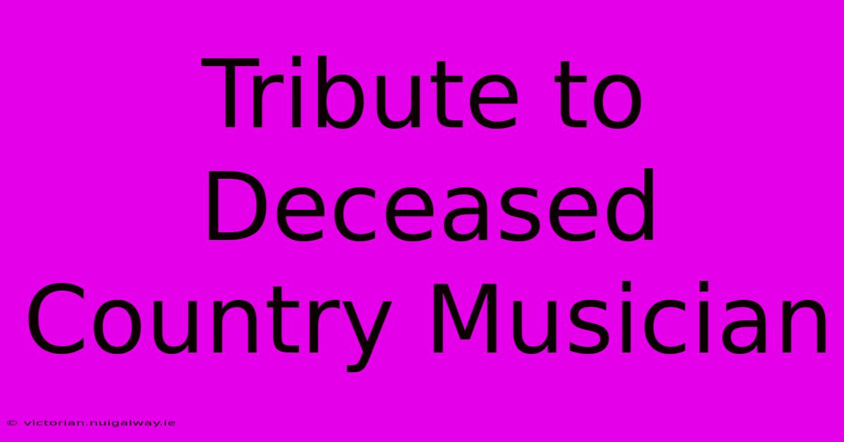 Tribute To Deceased Country Musician