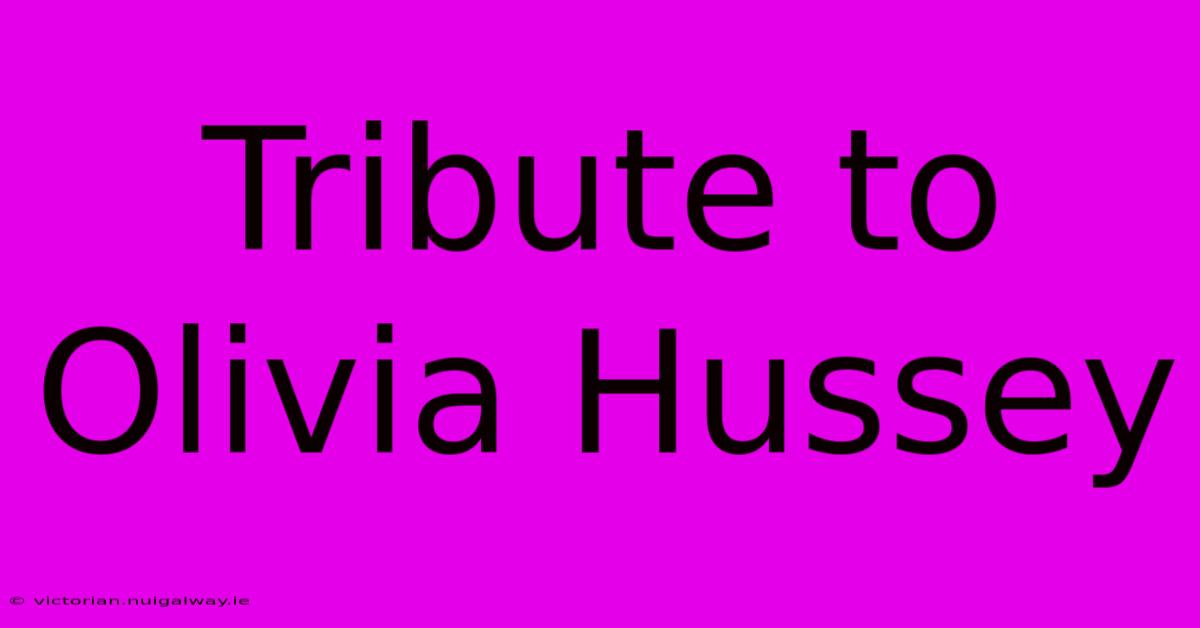 Tribute To Olivia Hussey