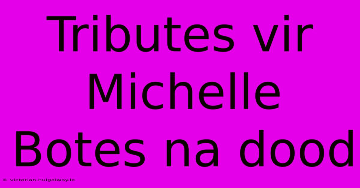 Tributes Vir Michelle Botes Na Dood