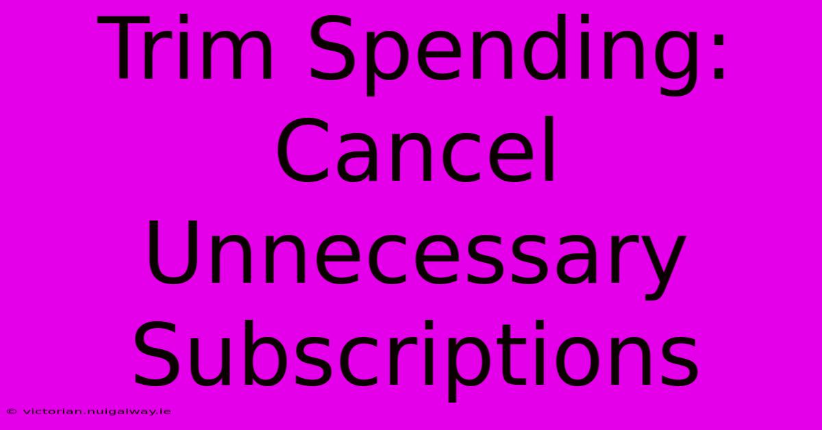 Trim Spending: Cancel Unnecessary Subscriptions