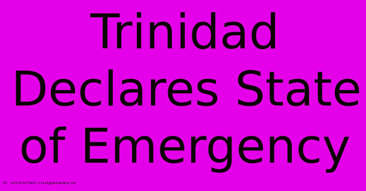 Trinidad Declares State Of Emergency