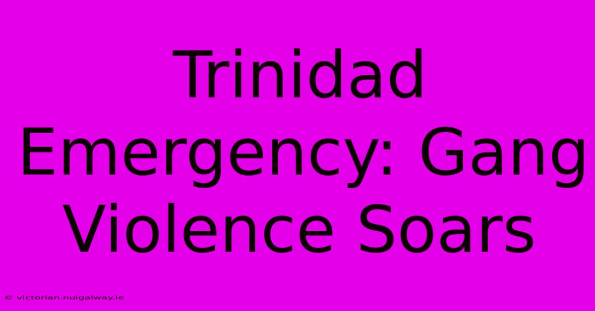 Trinidad Emergency: Gang Violence Soars