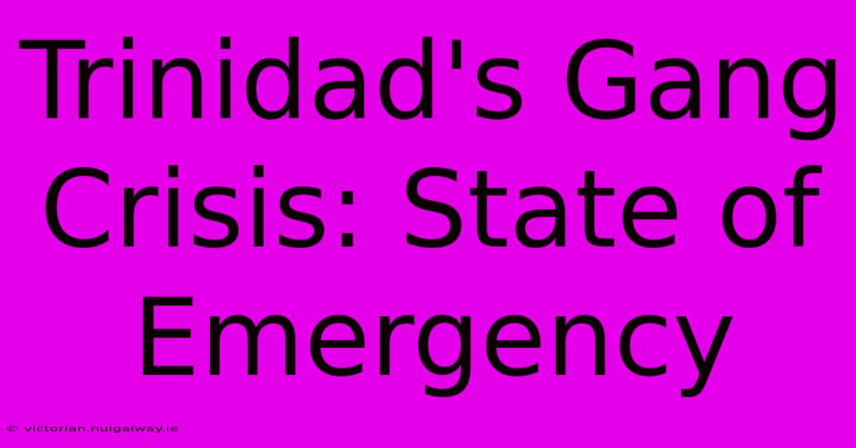 Trinidad's Gang Crisis: State Of Emergency