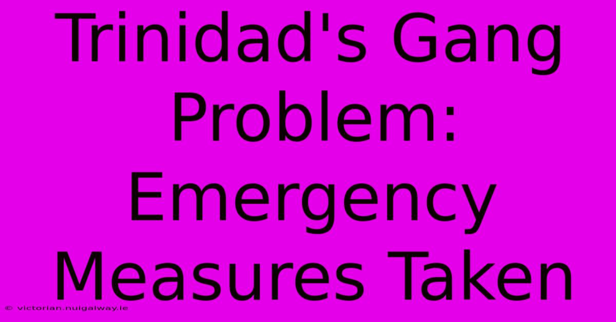 Trinidad's Gang Problem: Emergency Measures Taken