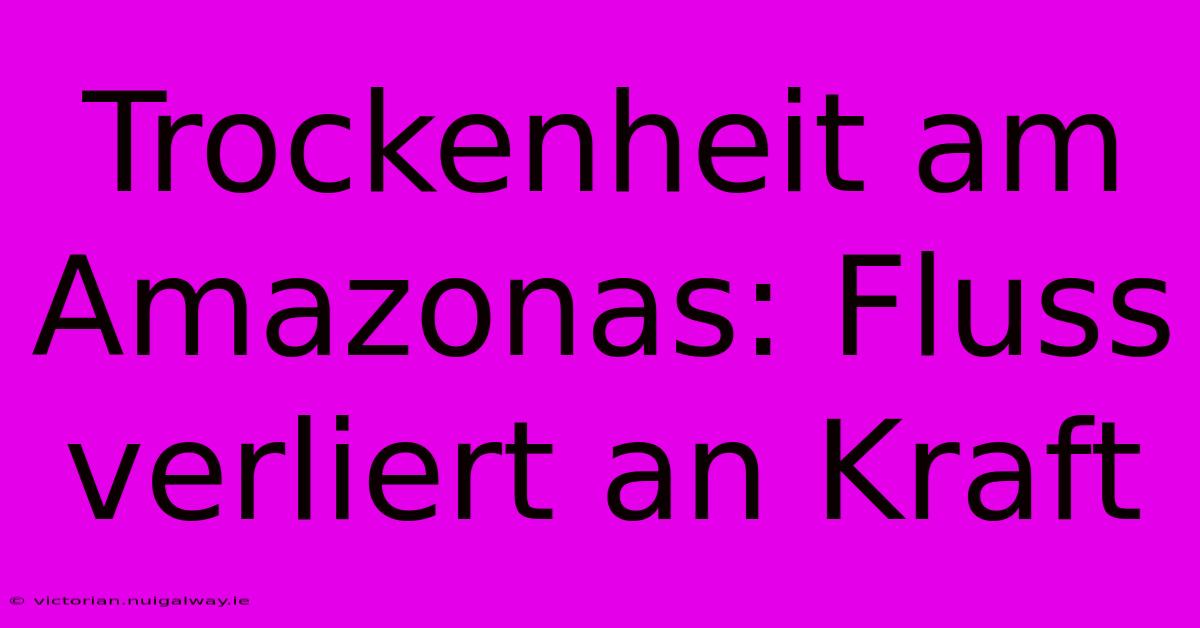 Trockenheit Am Amazonas: Fluss Verliert An Kraft