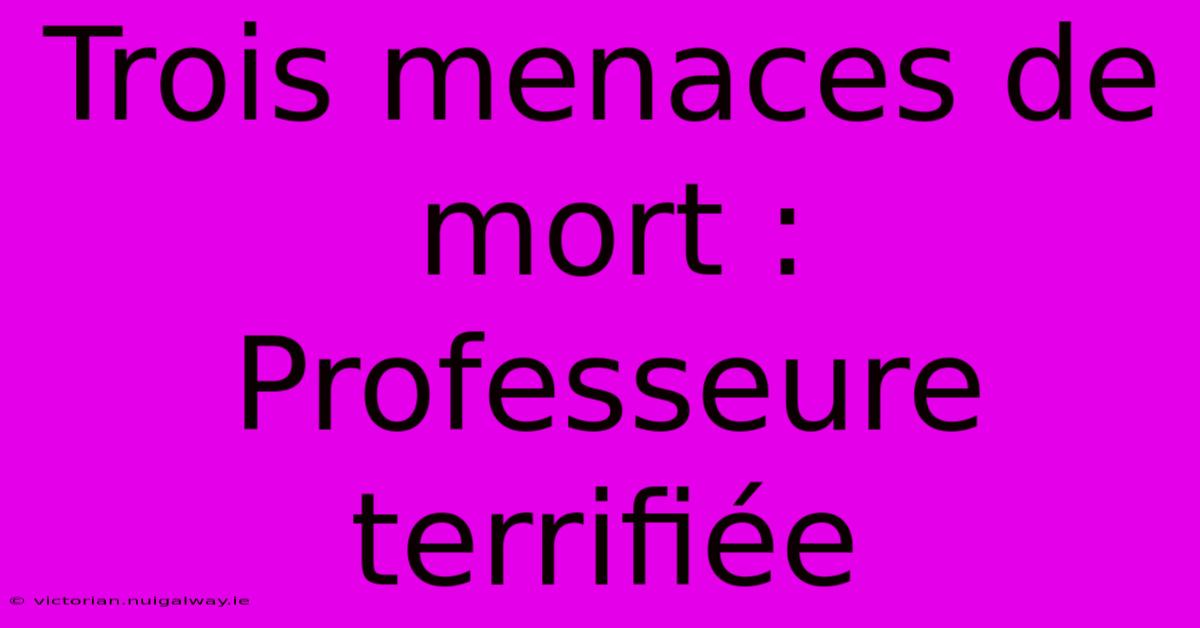 Trois Menaces De Mort : Professeure Terrifiée