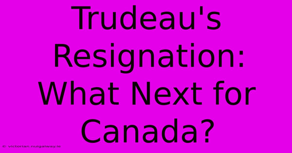 Trudeau's Resignation: What Next For Canada?