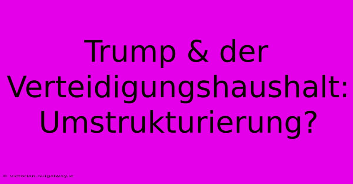 Trump & Der Verteidigungshaushalt: Umstrukturierung? 