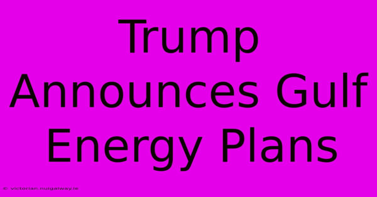 Trump Announces Gulf Energy Plans