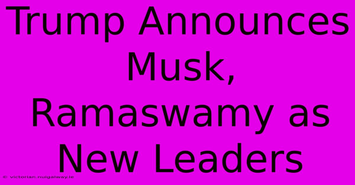 Trump Announces Musk, Ramaswamy As New Leaders