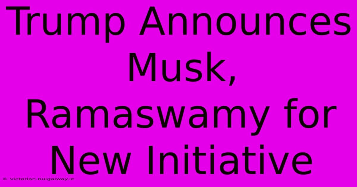 Trump Announces Musk, Ramaswamy For New Initiative