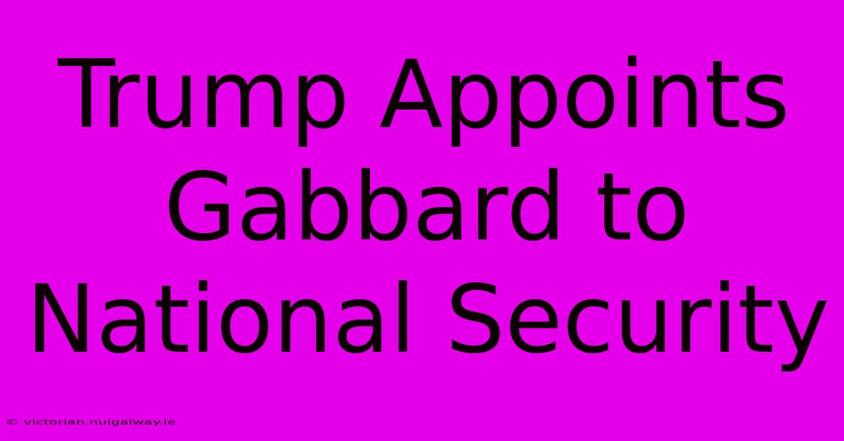 Trump Appoints Gabbard To National Security 