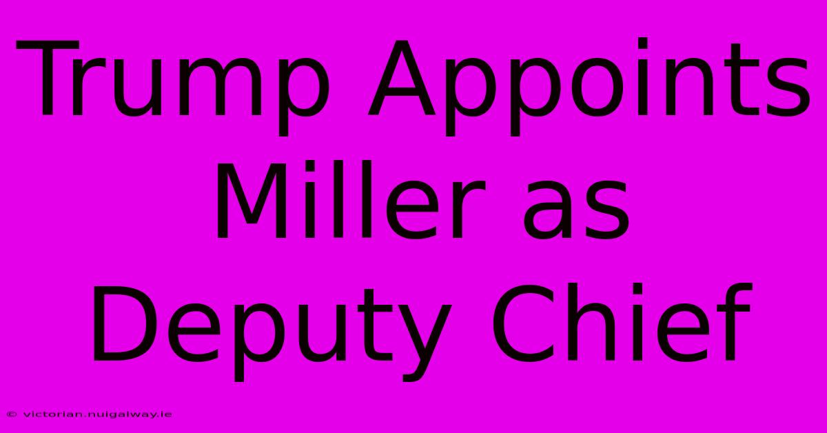 Trump Appoints Miller As Deputy Chief