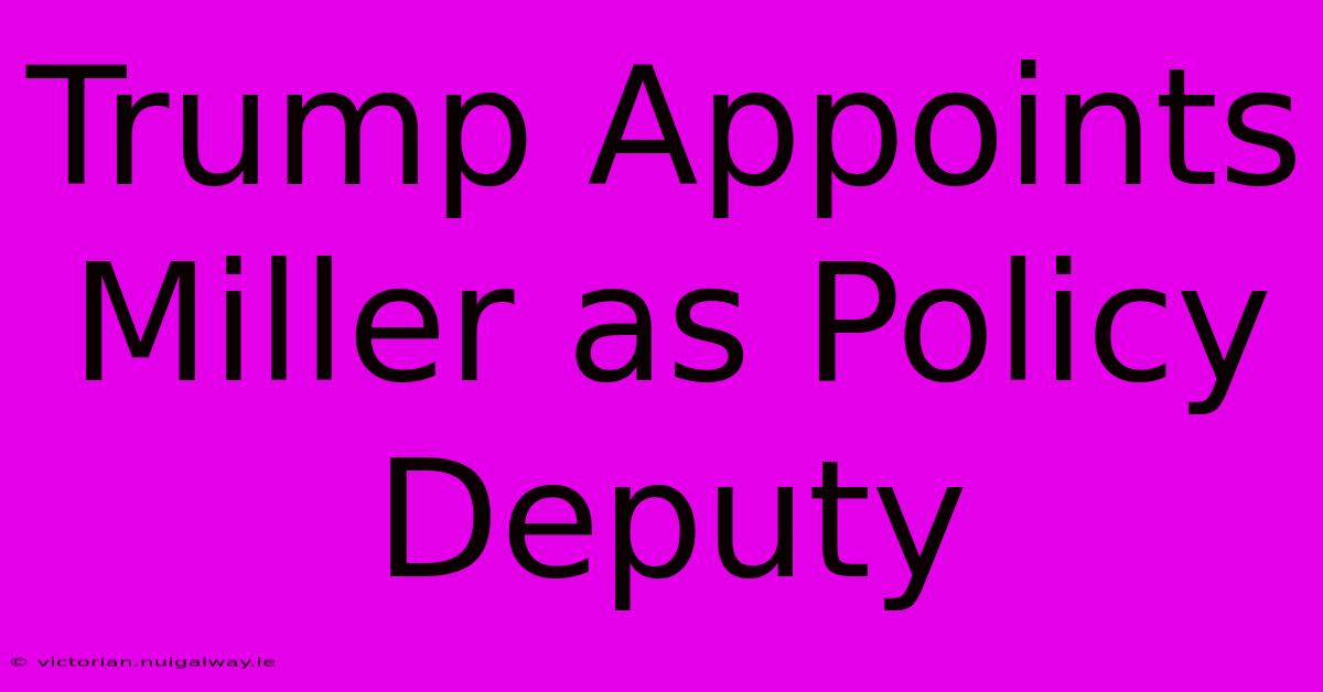 Trump Appoints Miller As Policy Deputy