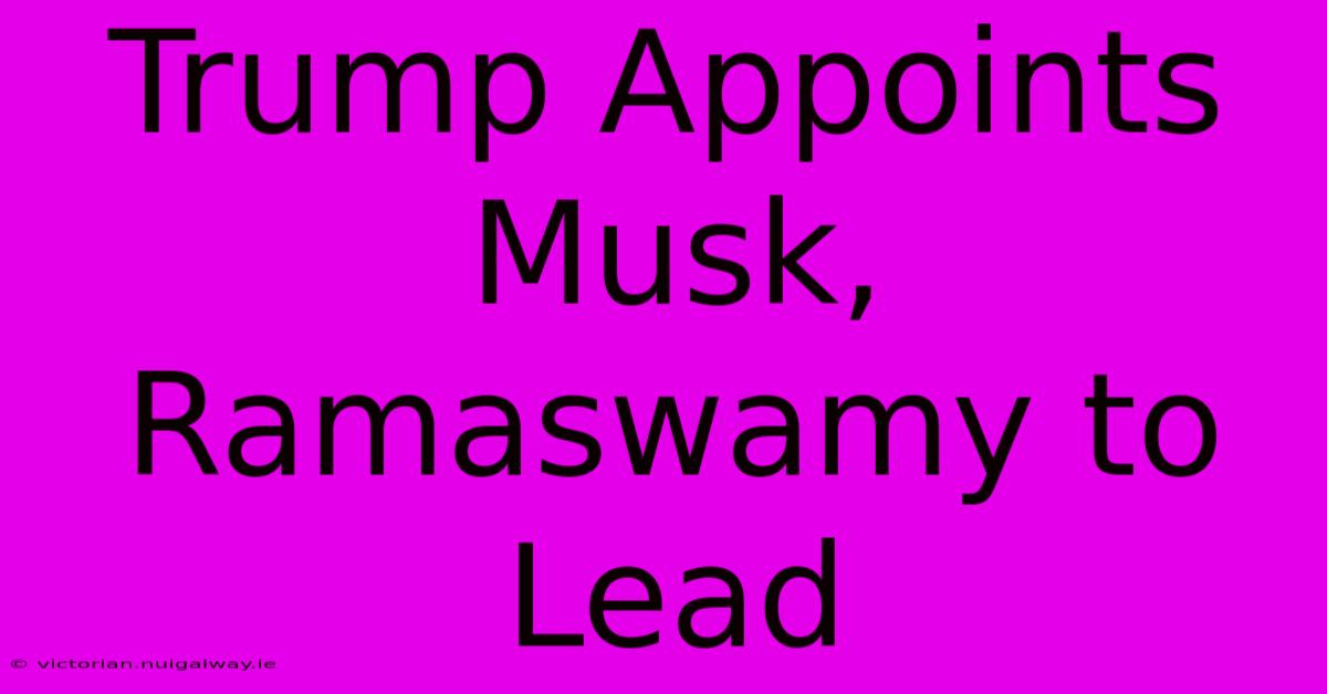 Trump Appoints Musk, Ramaswamy To Lead