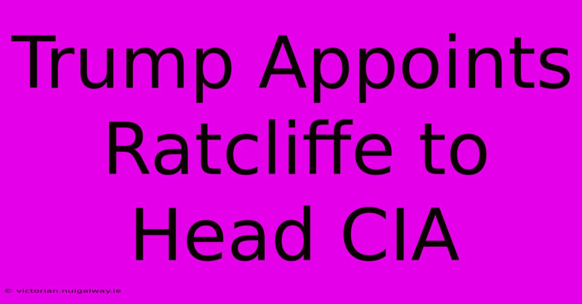 Trump Appoints Ratcliffe To Head CIA