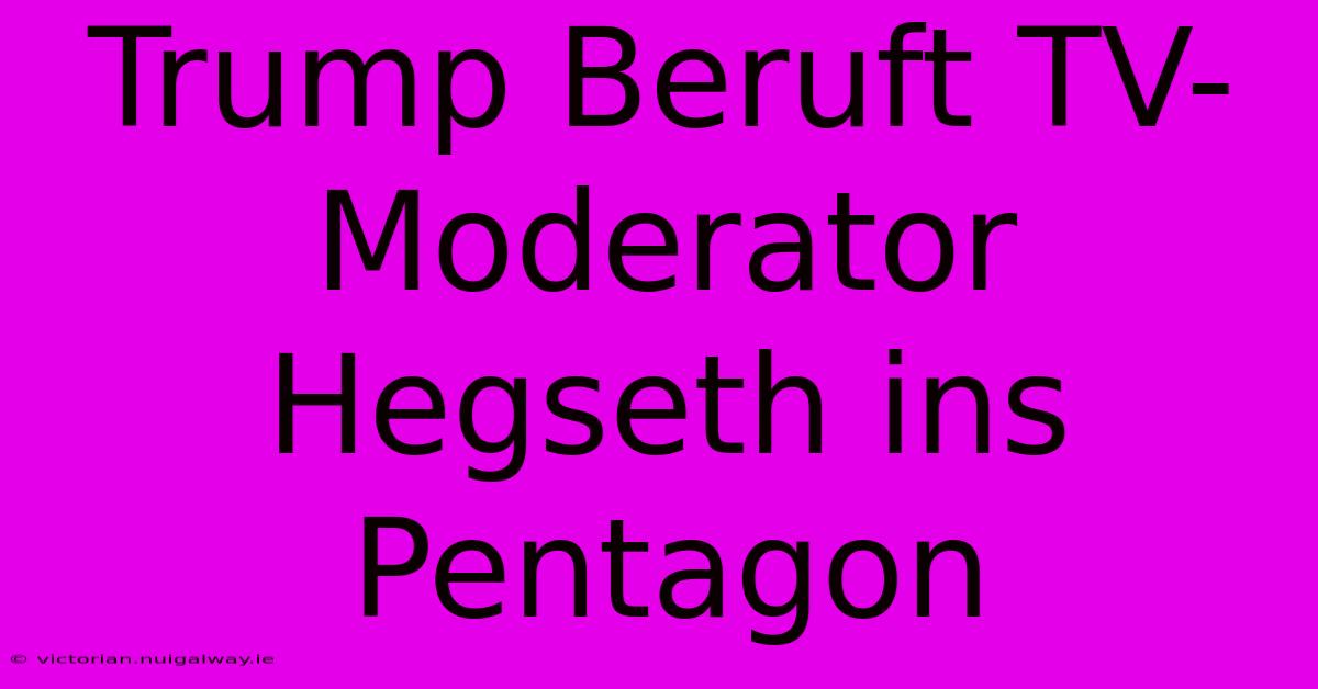 Trump Beruft TV-Moderator Hegseth Ins Pentagon