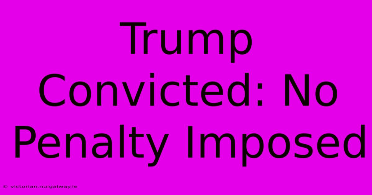 Trump Convicted: No Penalty Imposed