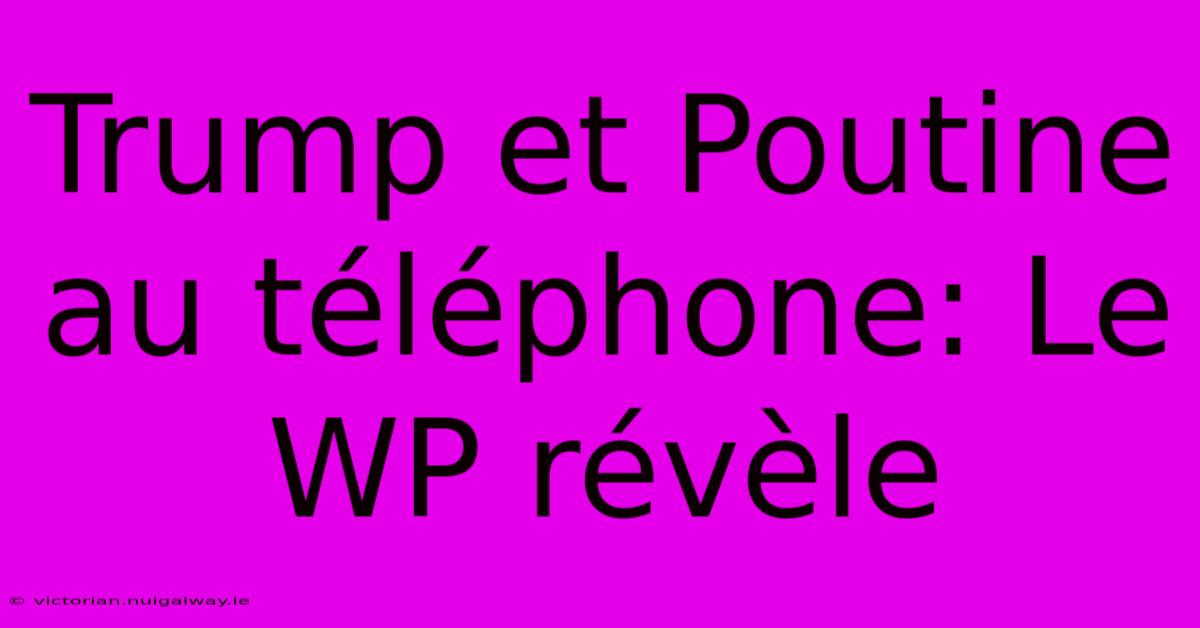 Trump Et Poutine Au Téléphone: Le WP Révèle 