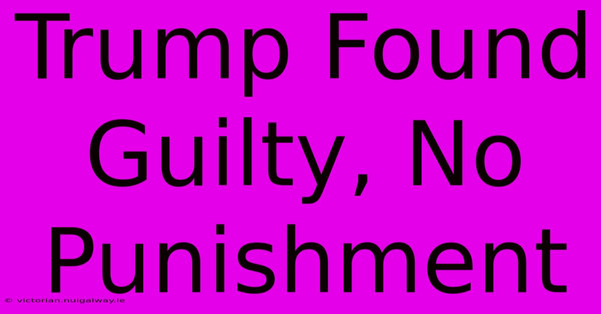 Trump Found Guilty, No Punishment