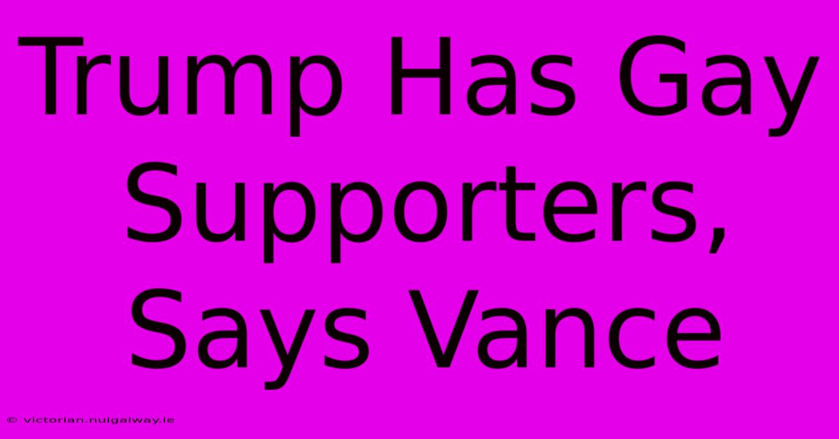 Trump Has Gay Supporters, Says Vance