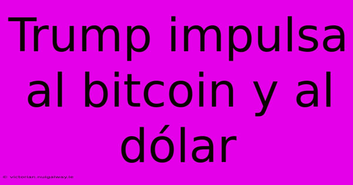 Trump Impulsa Al Bitcoin Y Al Dólar