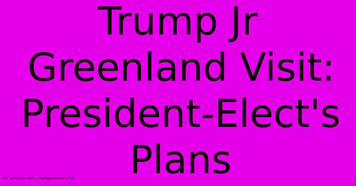 Trump Jr Greenland Visit: President-Elect's Plans