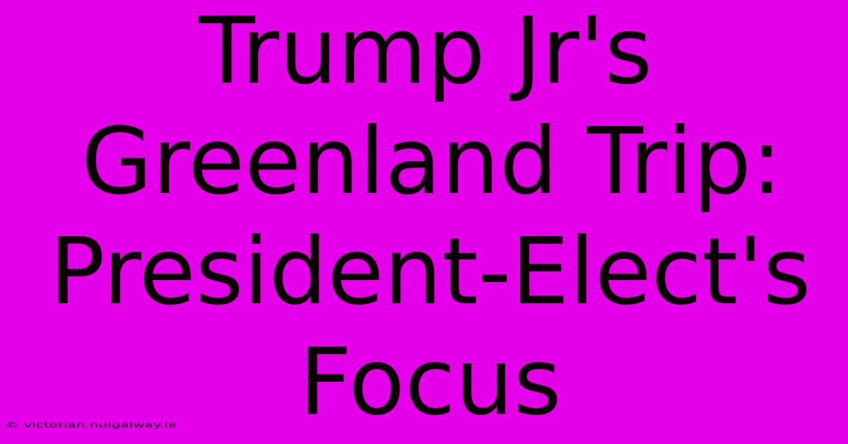 Trump Jr's Greenland Trip: President-Elect's Focus