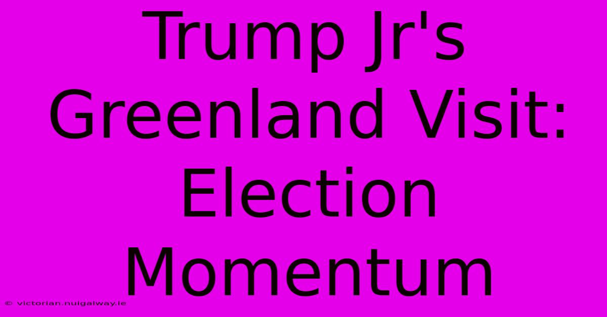 Trump Jr's Greenland Visit:  Election Momentum