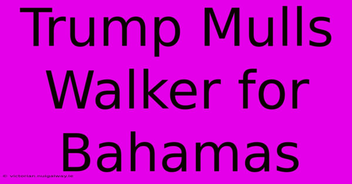 Trump Mulls Walker For Bahamas