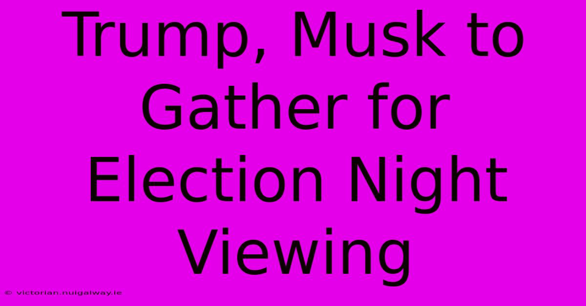 Trump, Musk To Gather For Election Night Viewing 