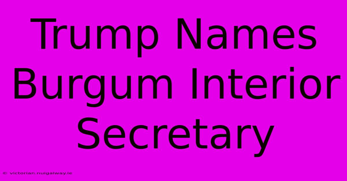 Trump Names Burgum Interior Secretary