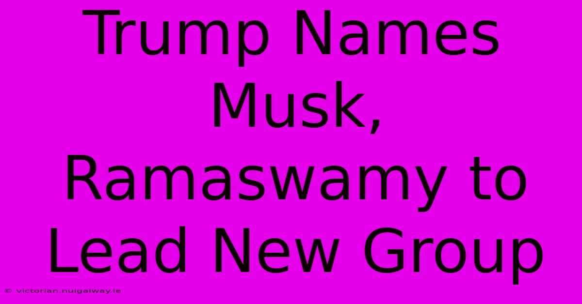 Trump Names Musk, Ramaswamy To Lead New Group 