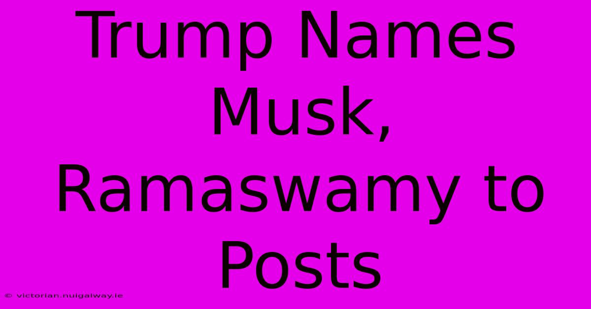 Trump Names Musk, Ramaswamy To Posts