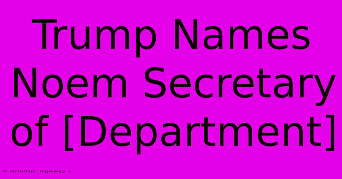 Trump Names Noem Secretary Of [Department] 