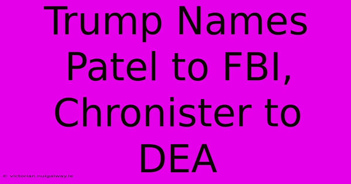 Trump Names Patel To FBI, Chronister To DEA