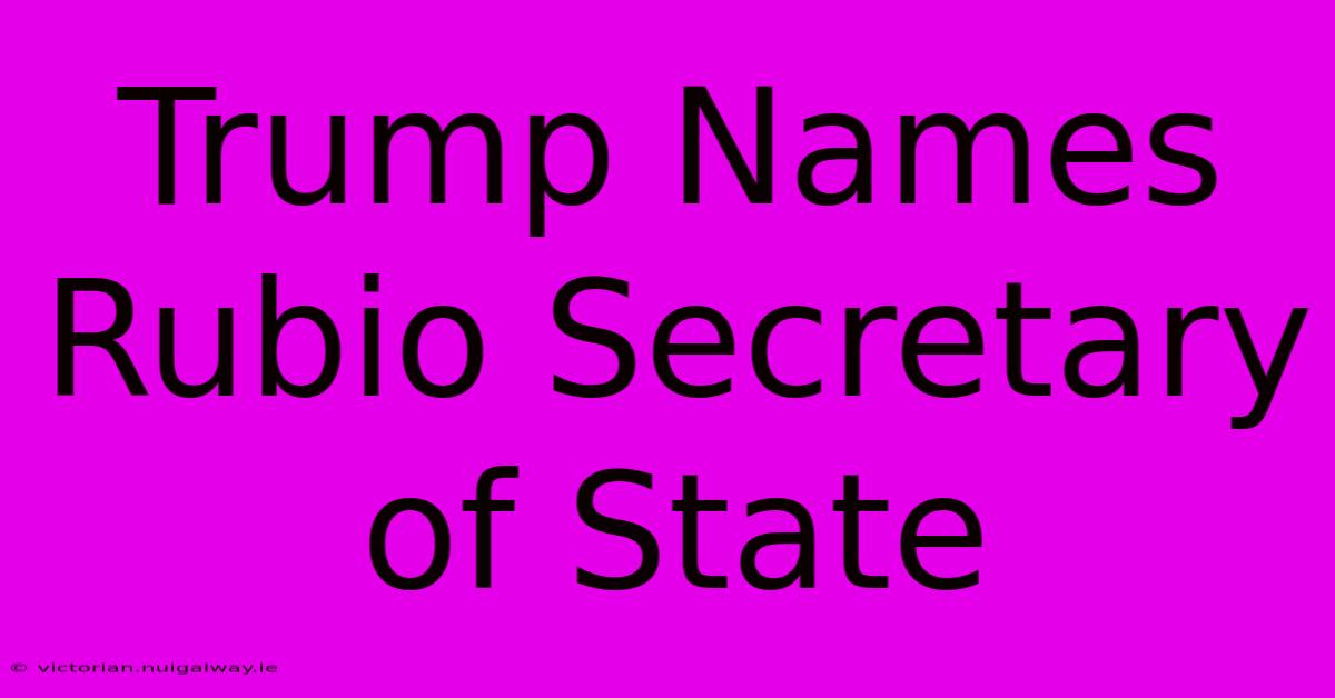 Trump Names Rubio Secretary Of State