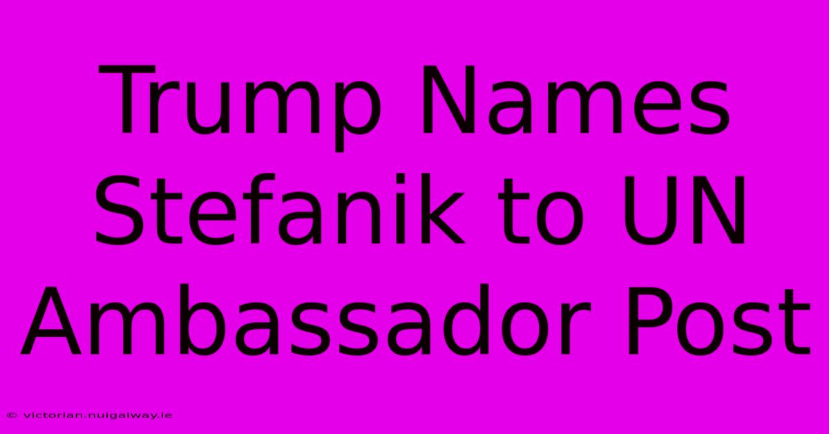 Trump Names Stefanik To UN Ambassador Post