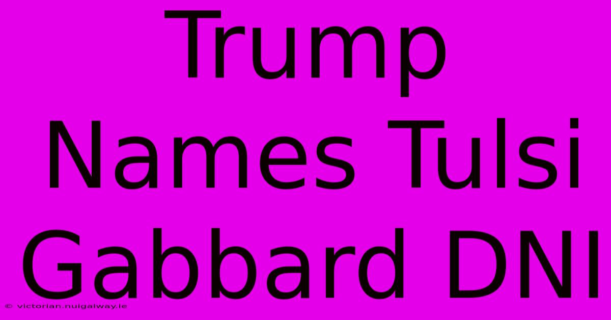 Trump Names Tulsi Gabbard DNI