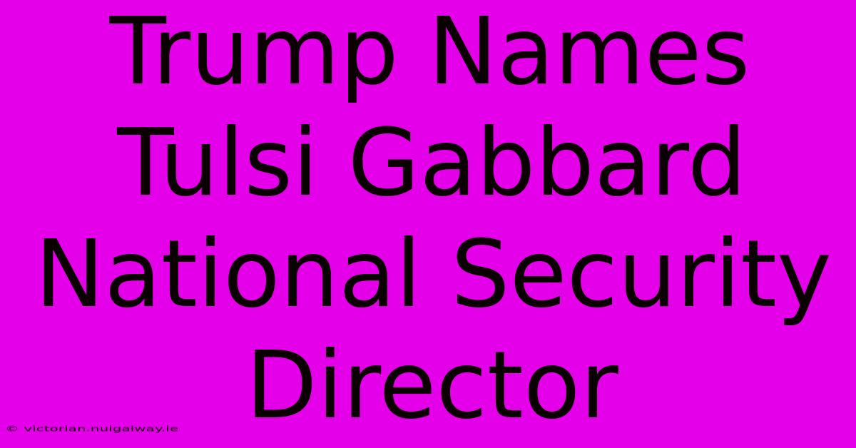 Trump Names Tulsi Gabbard National Security Director