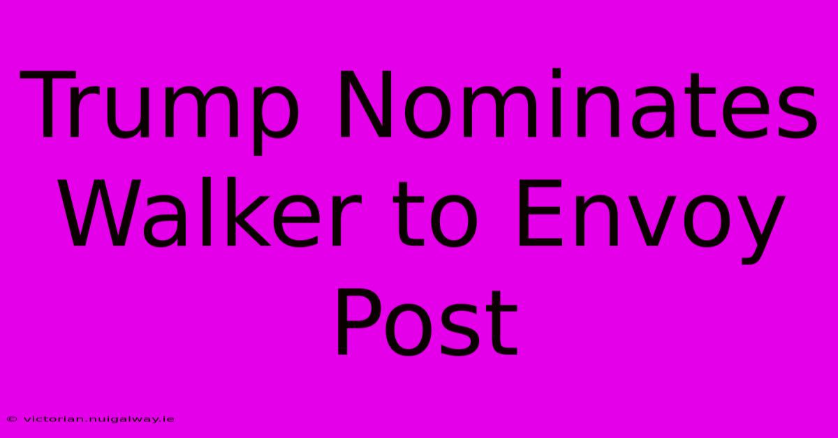 Trump Nominates Walker To Envoy Post