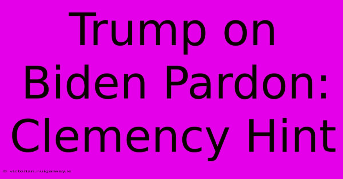 Trump On Biden Pardon: Clemency Hint