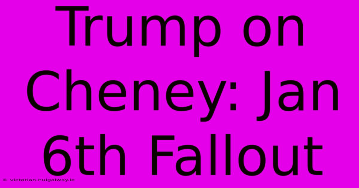 Trump On Cheney: Jan 6th Fallout