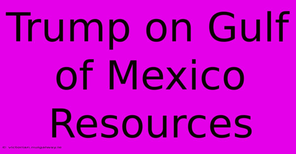 Trump On Gulf Of Mexico Resources