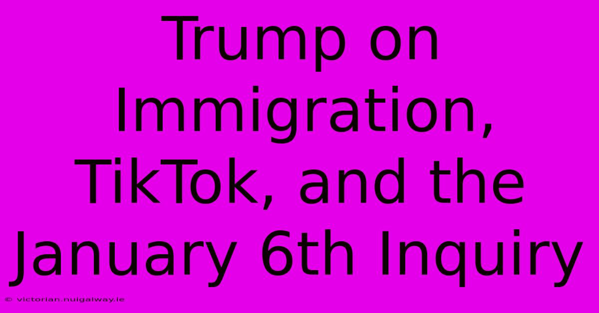 Trump On Immigration, TikTok, And The January 6th Inquiry