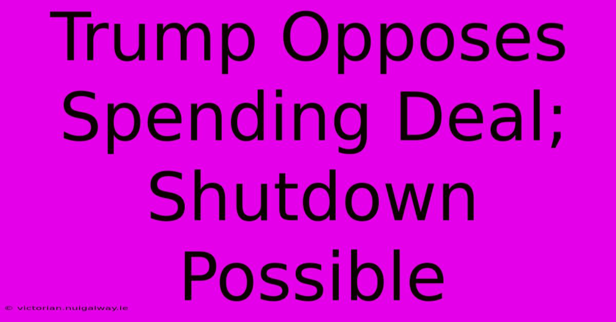 Trump Opposes Spending Deal; Shutdown Possible